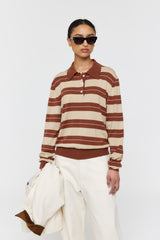 Noe Polo  AW26 Cocoa + White + Beige Stripe