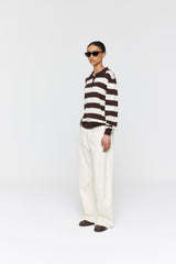 Noe Polo  AW26 Brown + Cream Stripe