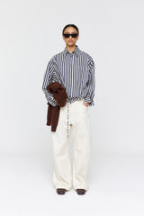 Arthur Shirt  AW26 Ink + Clotted Cream Stripe