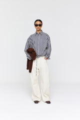 Arthur Shirt  AW26 Ink + Clotted Cream Stripe