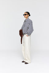 Arthur Shirt  AW26 Ink + Clotted Cream Stripe