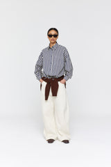 Arthur Shirt  AW26 Ink + Clotted Cream Stripe