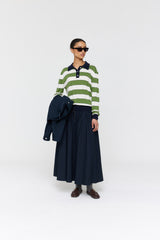 Noe Polo  AW26 Green + Ink + White Stripe