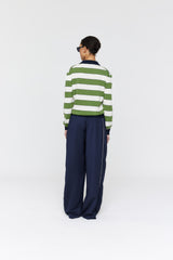 Noe Polo  AW26 Green + Ink + White Stripe