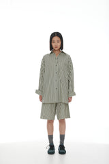 Anchor Shirt SS25 Sage + Dark Khaki Stripe