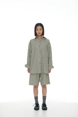 Anchor Shirt SS25 Sage + Dark Khaki Stripe