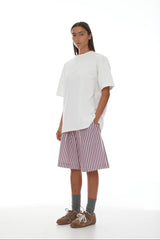 Linley Short SS25 Light Pink + Plum Stripe