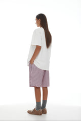 Linley Short SS25 Light Pink + Plum Stripe