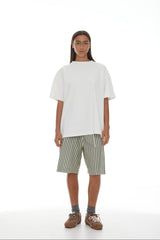 Linley Short SS25 Sage + Dark Khaki Stripe