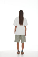 Linley Short SS25 Sage + Dark Khaki Stripe