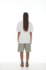 Linley Short SS25 Sage + Dark Khaki Stripe