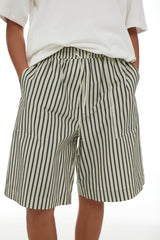 Linley Short SS25 Sage + Dark Khaki Stripe