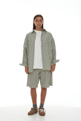 Anchor Shirt SS25 Sage + Dark Khaki Stripe