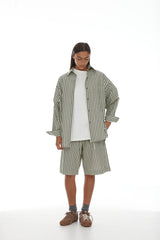 Anchor Shirt SS25 Sage + Dark Khaki Stripe