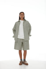 Anchor Shirt SS25 Sage + Dark Khaki Stripe